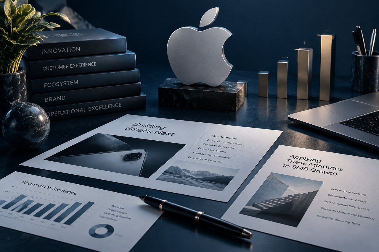 Editorial illustration for Apple Inc.: The Attributes That Make It a Market Maker and How Small and Mid-Sized Businesses Can Incorporate Those Attributes