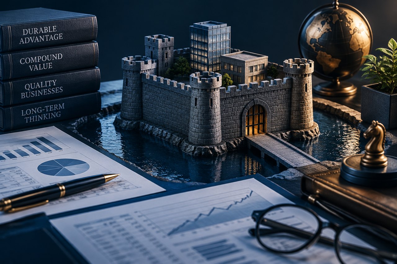 Editorial illustration for Building a Business Fortress: Applying Warren Buffett’s Competitive Moat Concept to Small and Mid-Sized Enterprises