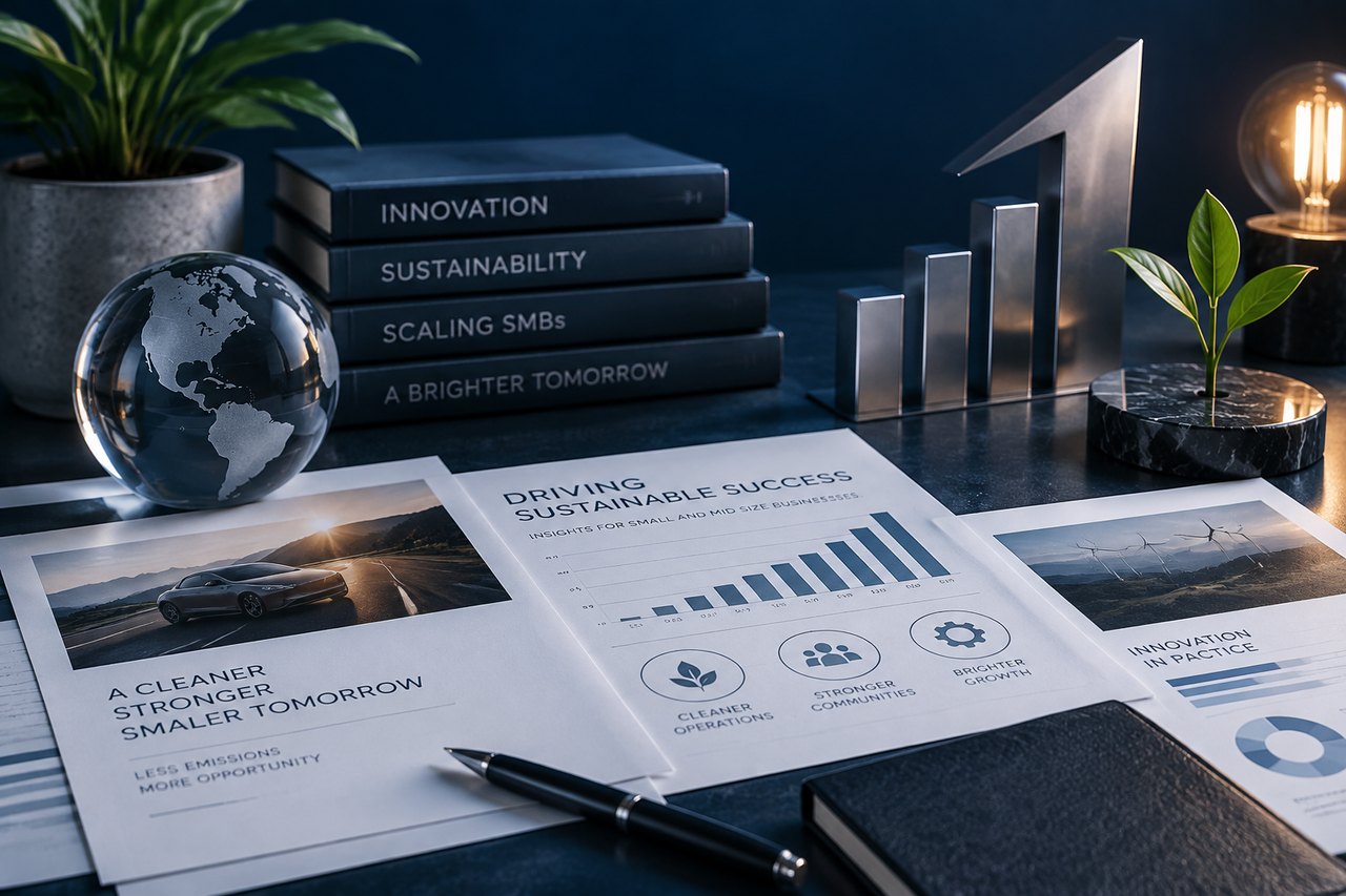 Editorial illustration for Driving Sustainable Success: Small and Mid-Size Businesses Taking a Page from Tesla’s Innovation Playbook