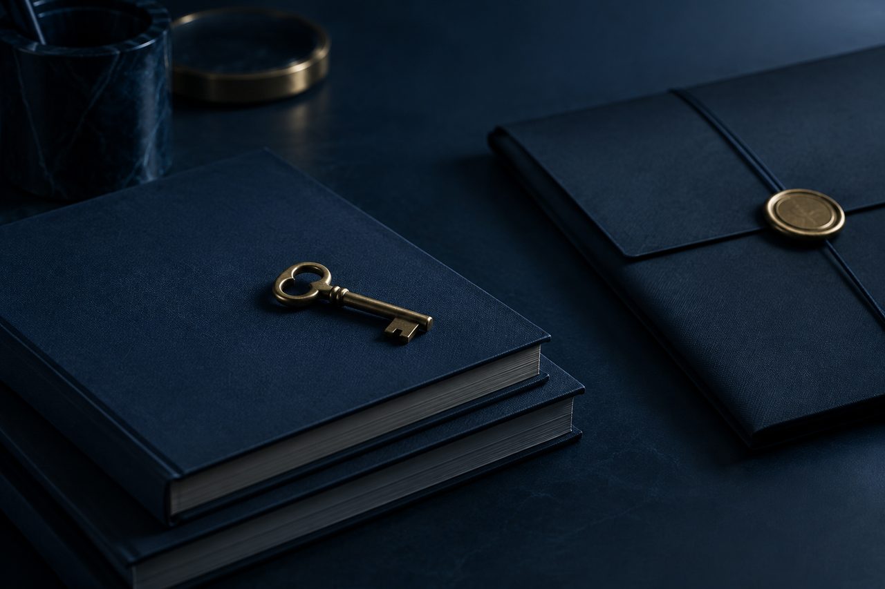 Editorial navy still life illustrating Enhancing Business Value for Buyers: The Power of Documented Systems, Procedures, and Controls