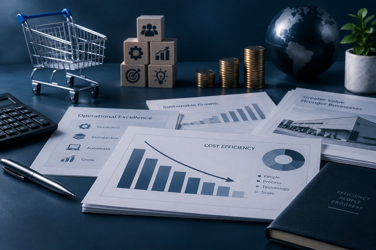 Editorial illustration for Mastering Cost Leadership: Strategies for B2B Service-Based SMEs Inspired by Walmart