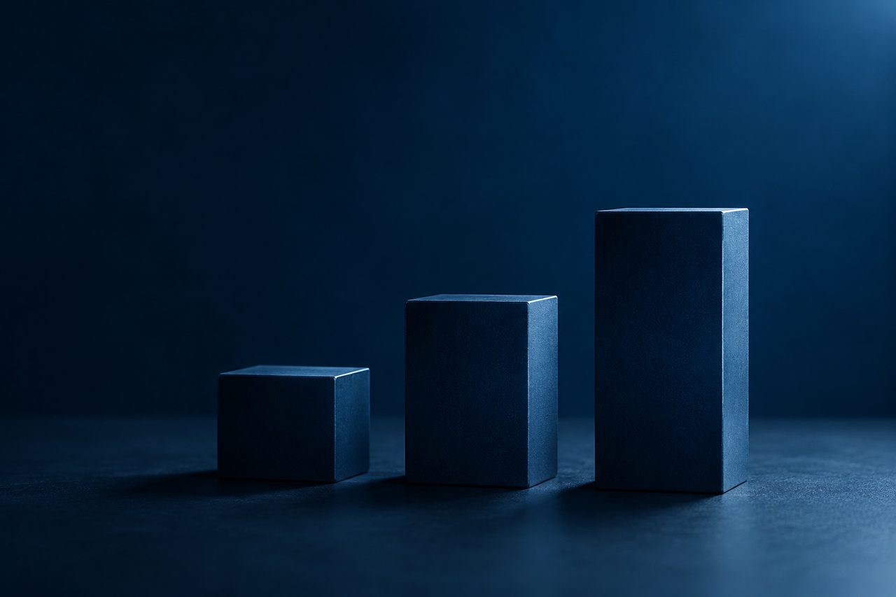 Editorial navy still life illustrating Maximizing Business Value Through a Clear, Well-Articulated Vision and Direction