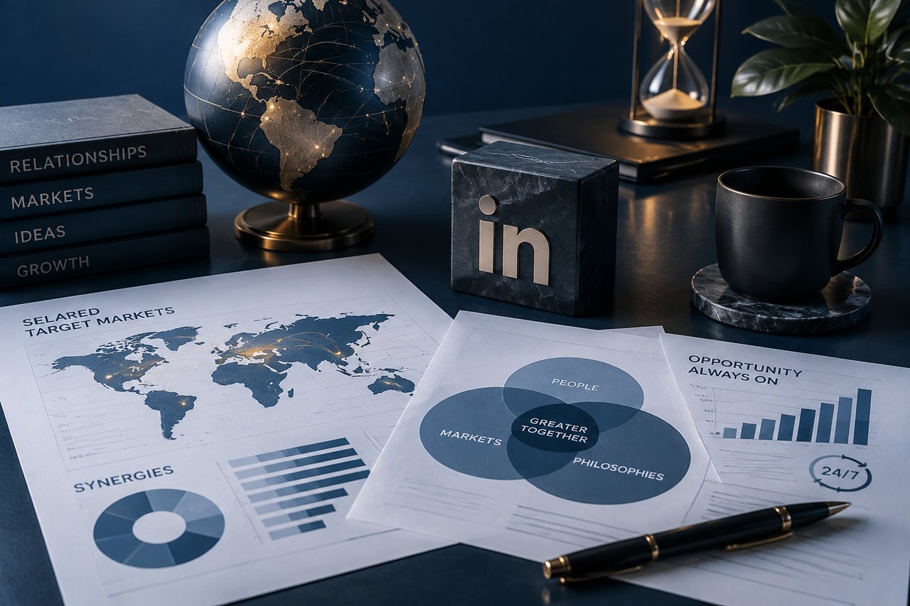 Editorial illustration for Maximizing LinkedIn Networking: Identifying Shared Target Markets, Philosophies, and Synergies 24/7