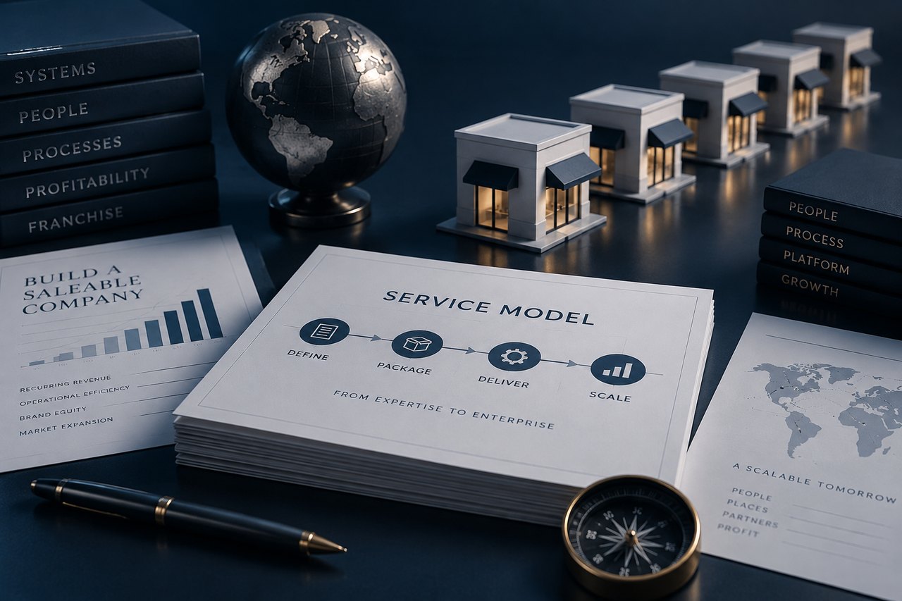 Editorial illustration for Productizing Your Service Model to Build a Saleable Company and Potential Franchise