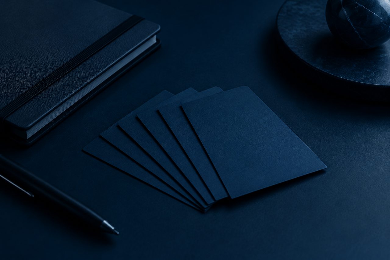 Editorial navy still life illustrating The Essential Role of a Strong Contact Program for Small and Mid-Sized Businesses