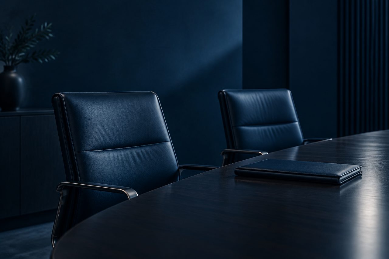 Editorial navy still life illustrating The Hidden Pitfalls of Not Engaging a Comprehensive Business Advisor