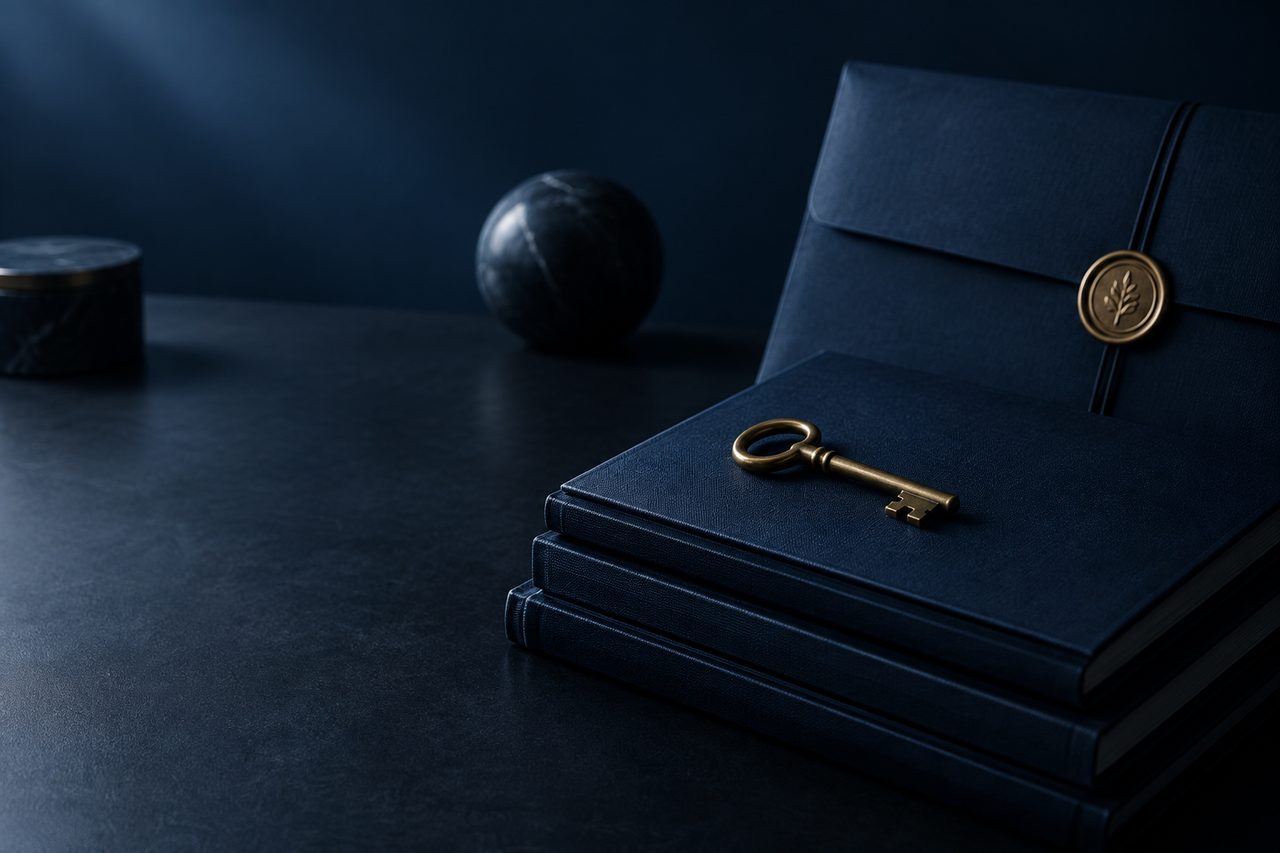 Editorial navy still life illustrating The Impact of Inability to Differentiate on Achieving a High Strategic Multiple