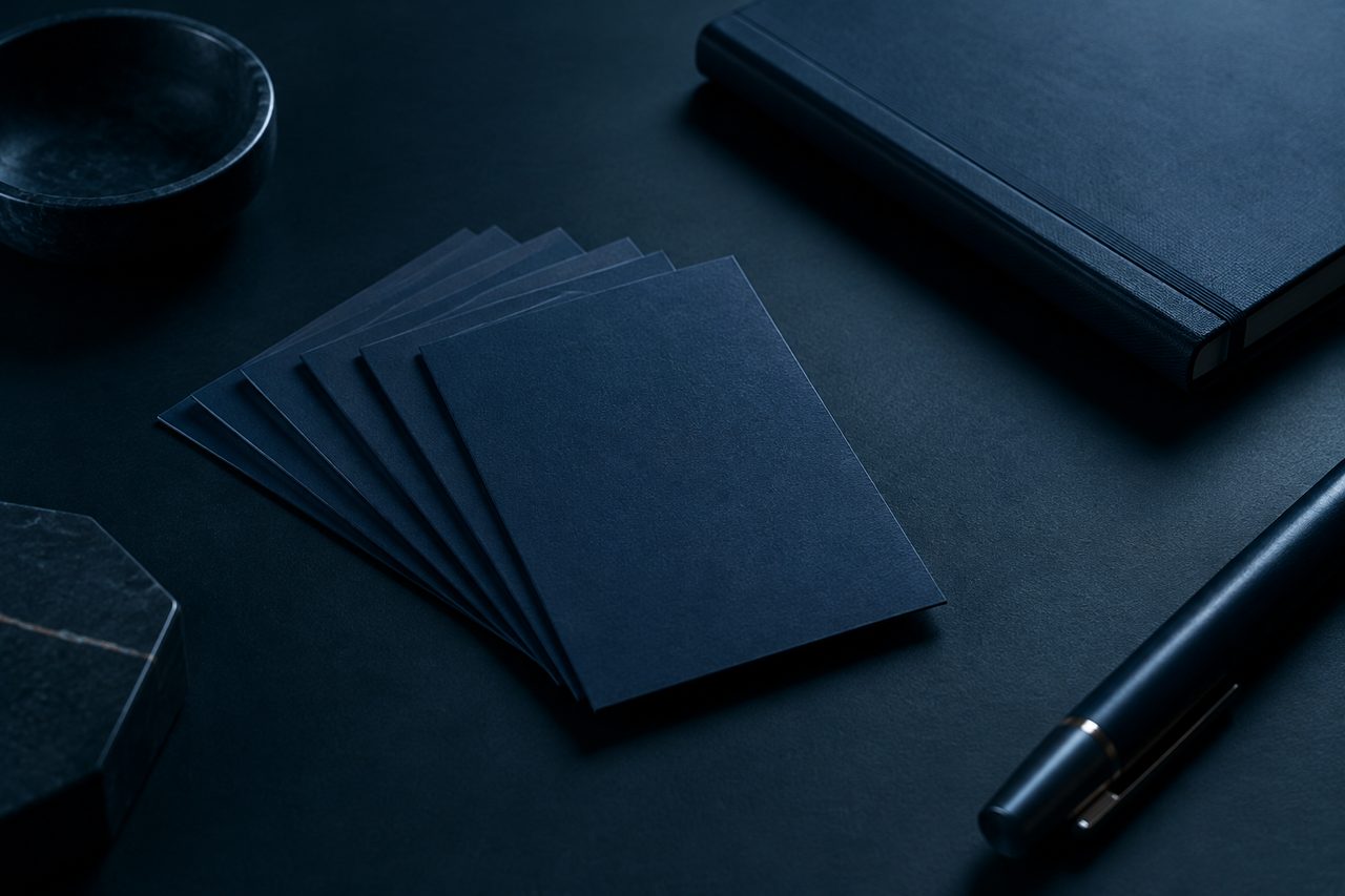 Editorial navy still life illustrating The Importance of a Documented Marketing Plan: Clear Product Innovations, Pricing Strategies, Marketing Actions, and KPIs
