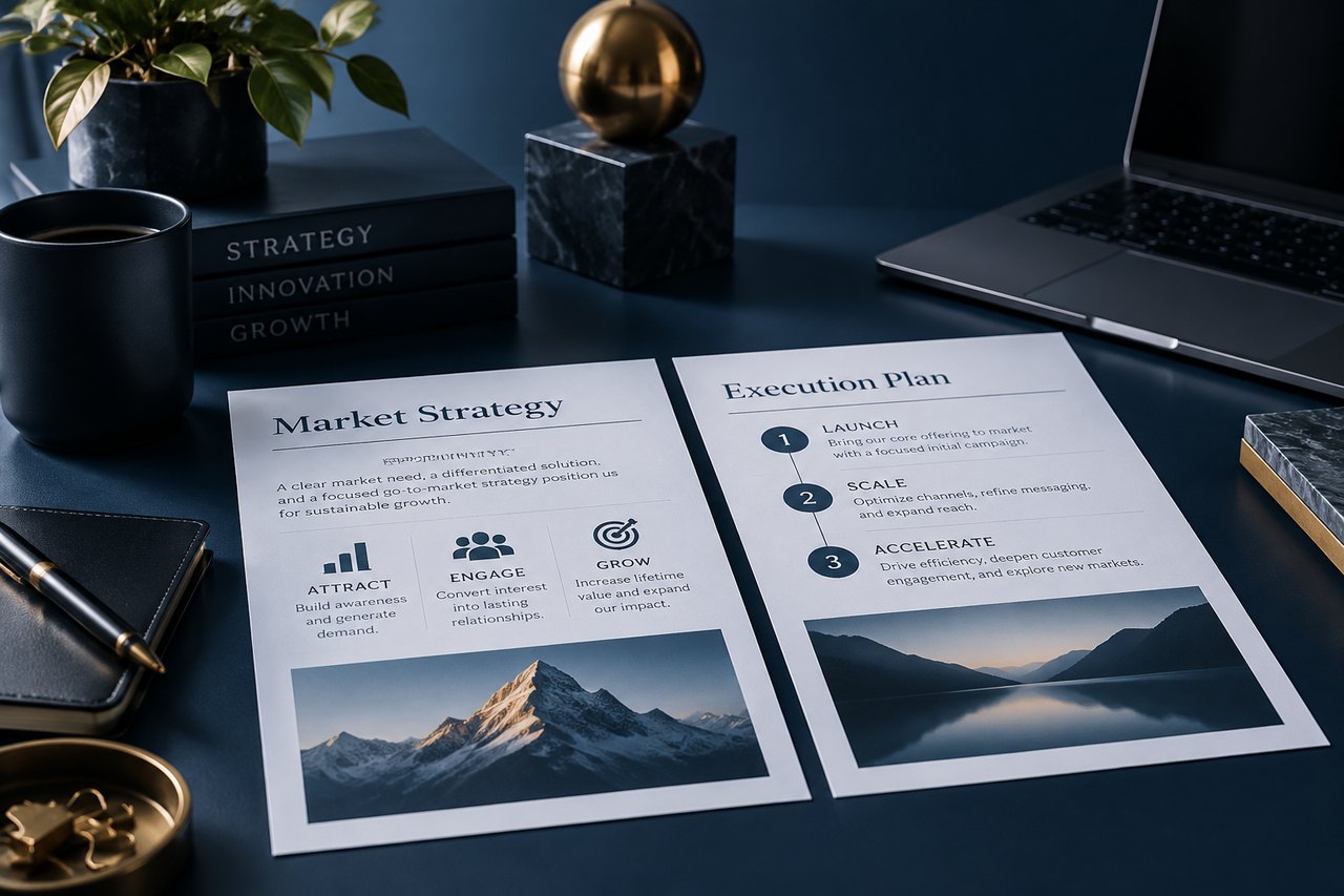 Editorial illustration for The Two Page Marketing Plan