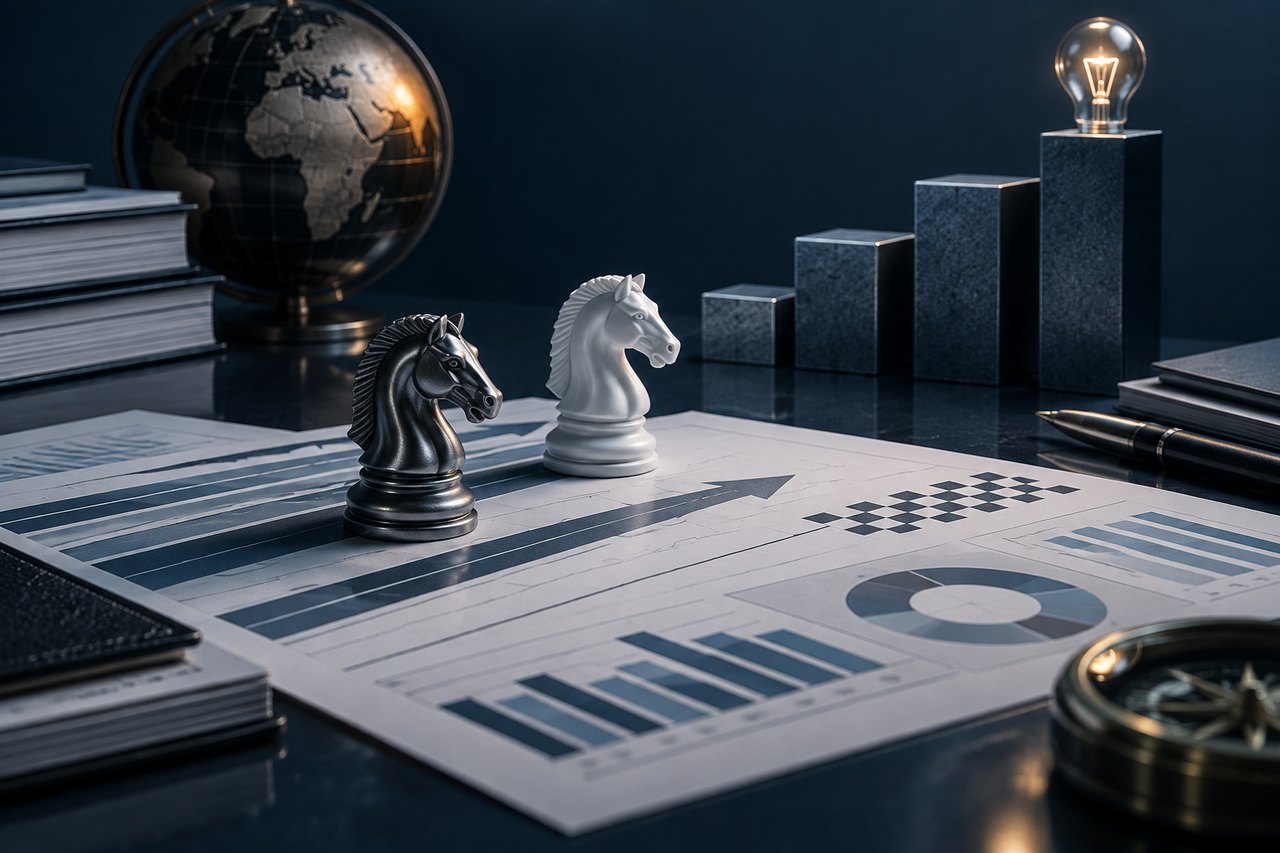 Editorial illustration for The Zero-Sum Game of Business: A Race to Innovate and Differentiate