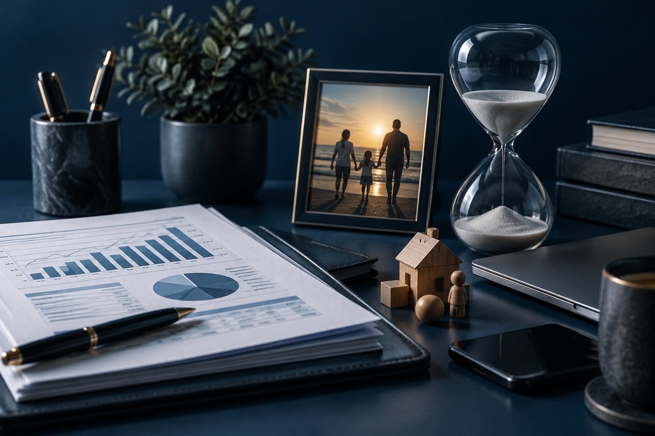 Editorial illustration for Title: The Power of Working Less: Why Delegating and Spending Time with Family Can Boost Your Business
