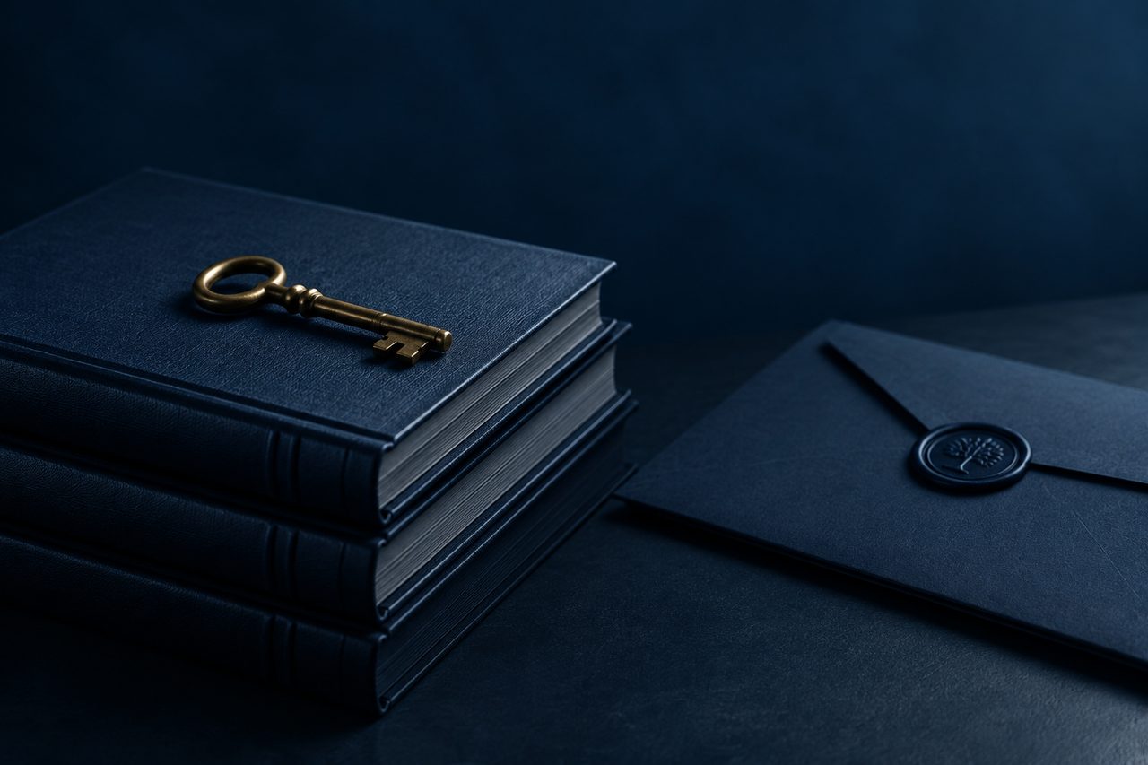 Editorial navy still life illustrating Valuation at Risk: The Consequences of Failing to Demonstrate Executional Success
