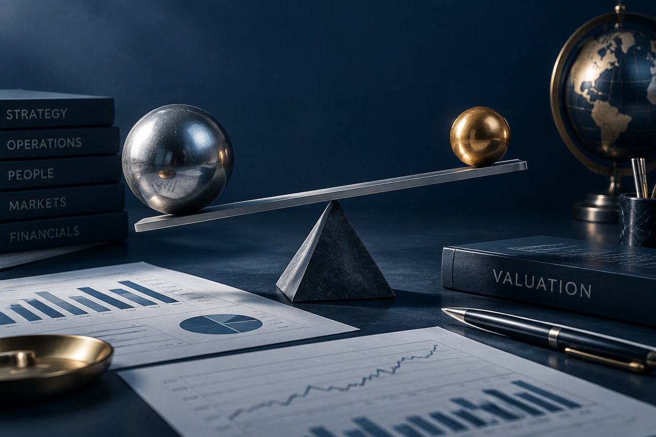 Editorial illustration for Value Driver 4 of 8 – The Valuation Teeter Totter