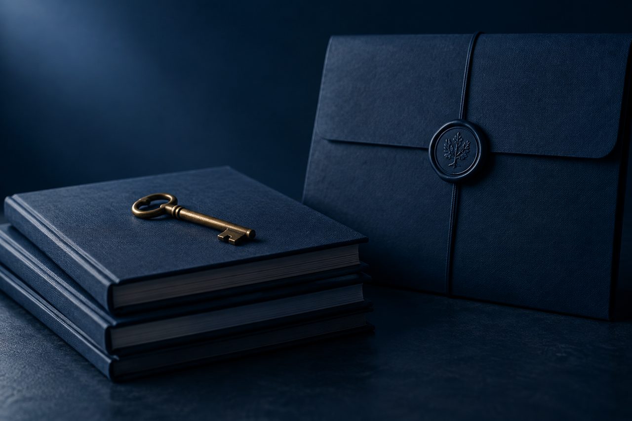 Editorial navy still life illustrating Why It Takes 3 to 5 Years to Prepare Your Company for Sale at Its Highest Price