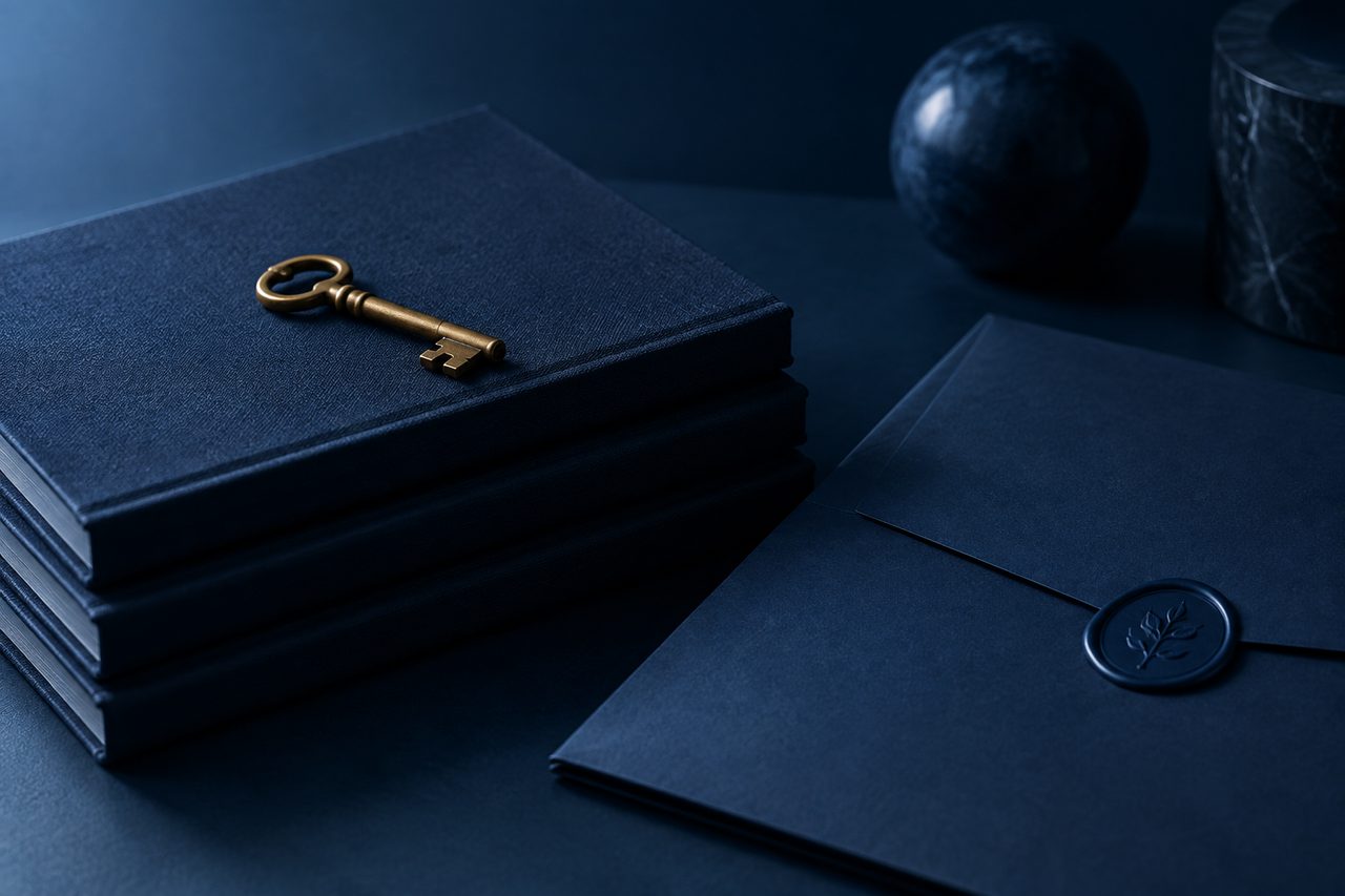 Editorial navy still life illustrating Why It’s Crucial to Have a Plan for Life After Selling Your Business: Knowing How Much You Need for Retirement and Legacy