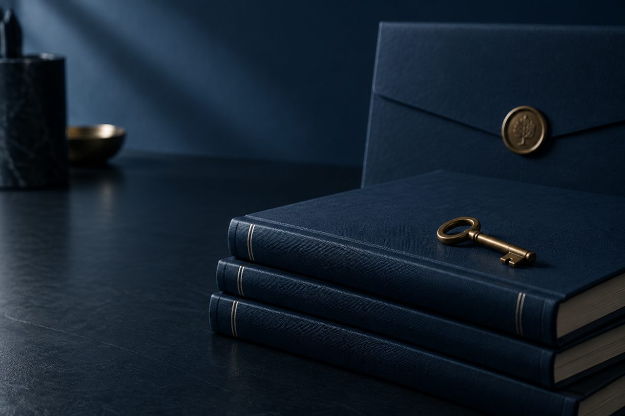 Editorial navy still life illustrating Why You Must Be Well-Positioned and Well-Regarded in Your Market to Achieve a Premium Multiple